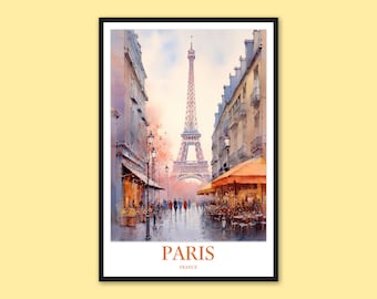 Paris Eiffel Tower Print: France Travel Poster Wall Art