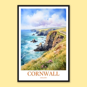 Cornwall Coastline Art Print: England Travel Poster