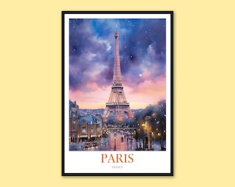 Paris Eiffel Tower Print: France Travel Poster