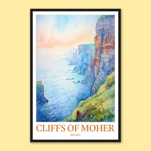 Cliffs of Moher Print: Ireland Travel Poster, Coastal Wall Art