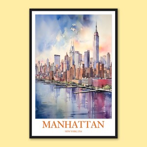 Manhattan Print Art Manhattan Poster Manhattan Wall Art Manhattan Wall Decor Manhattan Travel Art New York City Wall Art Manhattan Lover