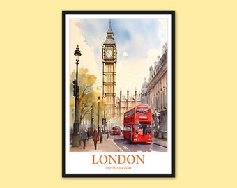 London Reseposter: Big Ben och röd buss väggkonst