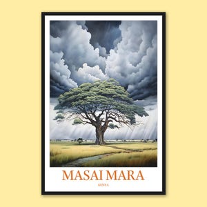 Masai Mara Travel Poster: Kenya Wall Art Print