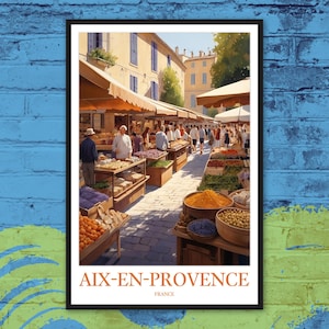 Aix en Provence Poster Aix-en-Provence Print Aix-en-Provence Travel Wall Art Provençal Market Poster Provence Farmers Market Cote d'Azur
