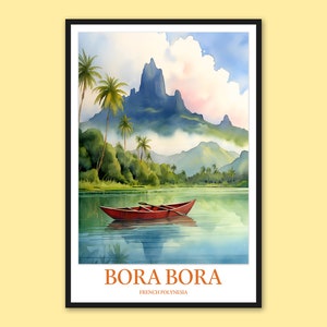 Bora Bora pared arte polinesia francesa cartel Bora Bora cartel Bora Bora isla Bora Bora Bungalow impresión arte Bora Bora decoración viaje regalo amante