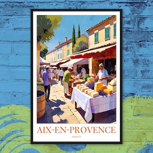 Aix-en-Provence Travel Wall Art Aix en Provence Poster Aix-en-Provence Print Provençal Market Poster Provence Farmers Market Cote d'Azur