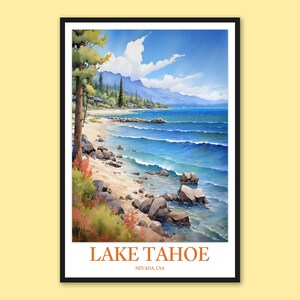 Lake Tahoe Print Lake Tahoe Wall Decor Lake Tahoe Travel Print Wall Art Lake Tahoe Poster Lake Tahoe Travel Wall Art Nevada Wall Art