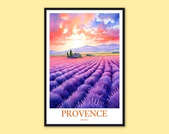 Provence Lavender Field Art Print: France Travel Poster