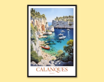 Calanques imprimir arte Calanques cartel Calanques pared arte Calanques Parque Nacional pared decoración Calanques viaje pared arte Francia pared regalo amante