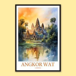 Angkor Wat Buddhist Temple Print Angkor Wat Wall Decor Angkor Wat Poster Angkor Wat Wall Art Angkor Wat Art Travel Cambodia Art Gift Lover