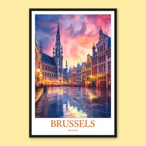 Brussels Print Brussels Poster Brussels Decor Brussels Wall Art Brussels Grand Palace Town Hall Travel Wall Art Belgium Wall Art Gift Lover