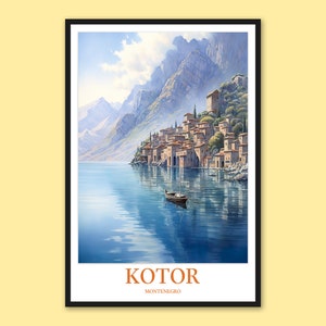 Kotor Montenegro Travel Poster: Historic Town Wall Art