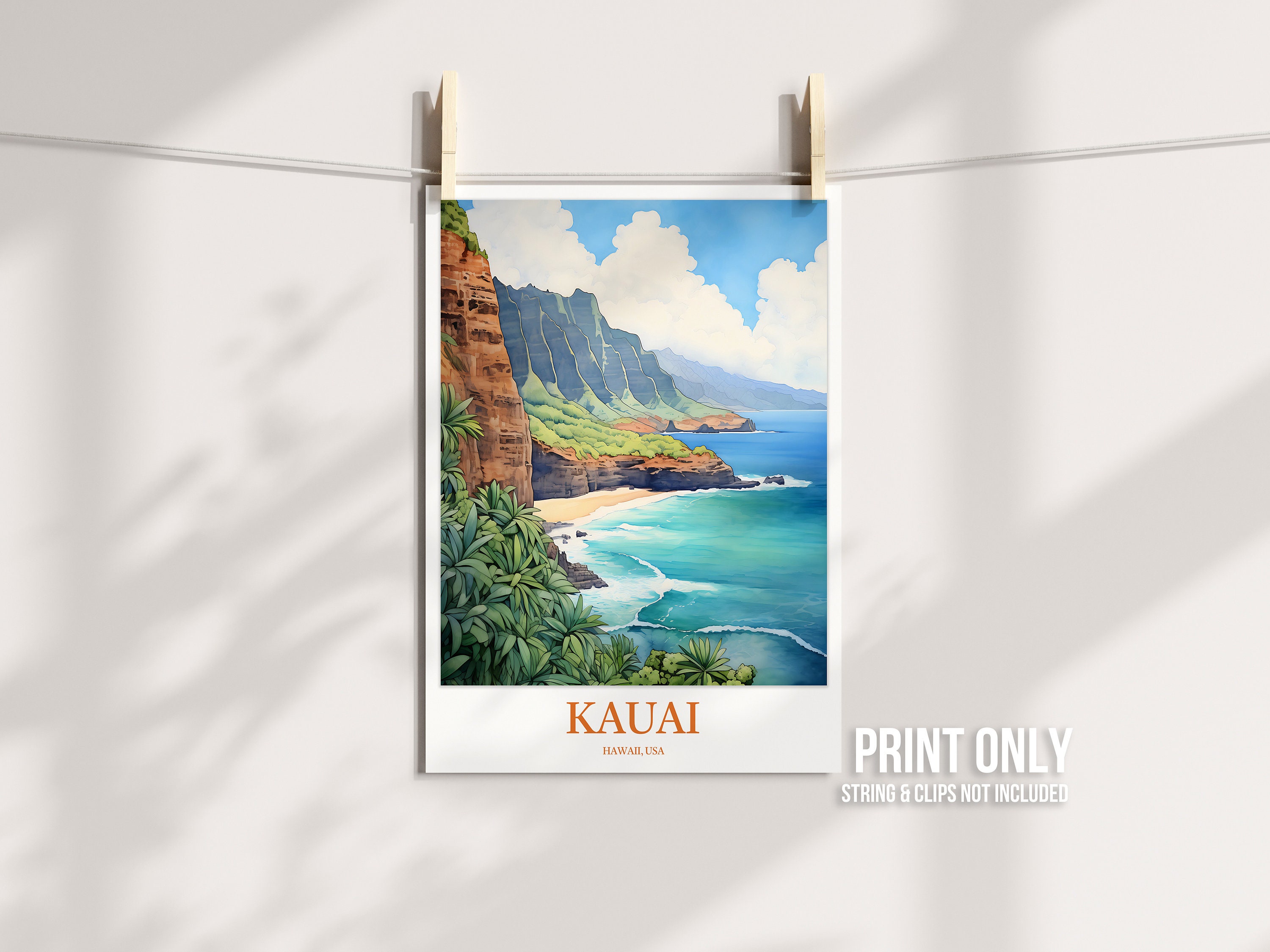 Kauai Poster Kauai Wall Art Kauai Island Print Art Kauai Na Pali Coast ...