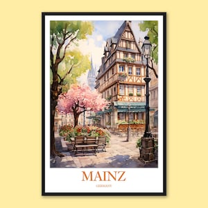 Mainz Germany Travel Poster: Kirschgarten Square Art Print