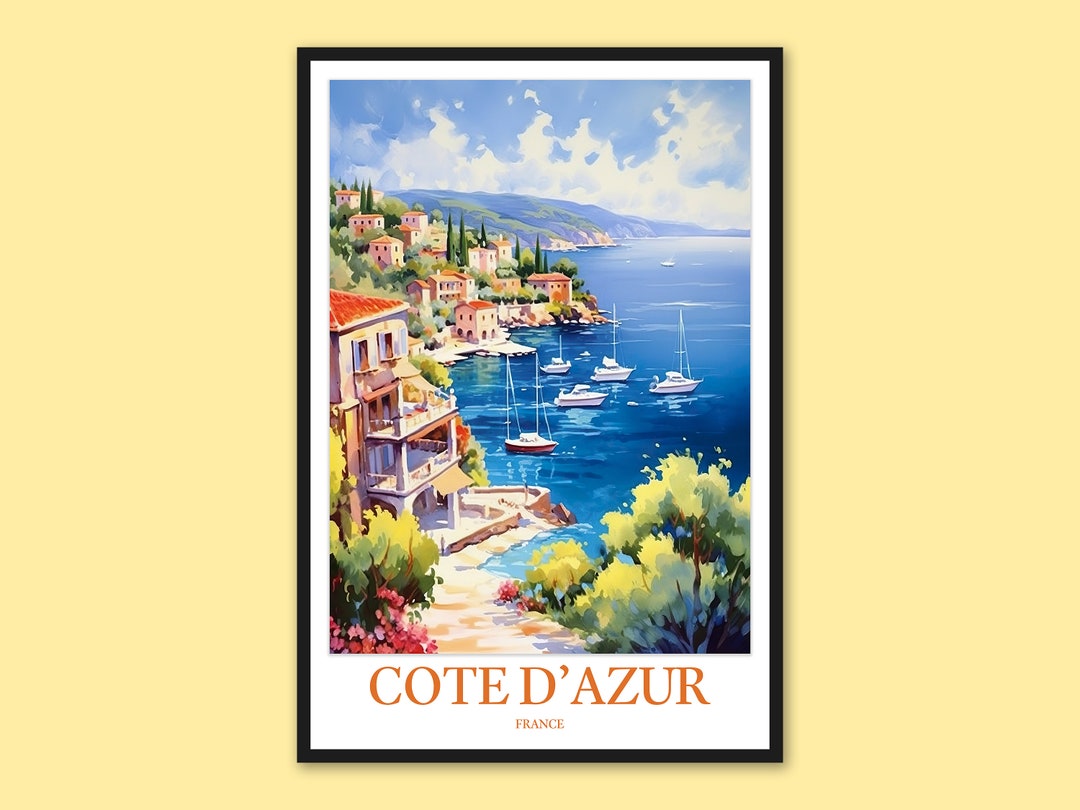 Cote D'azur Print Art Cote D'azur Poster French Riviera Poster Art Cote ...