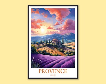 Provence Lavender Field Art Print: Travel Wall Decor