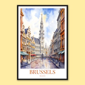 Brussels Print Brussels Poster Brussels Wall Art Brussels Decor Brussels Grand Palace Town Hall Travel Wall Art Belgium Wall Art Gift Lover