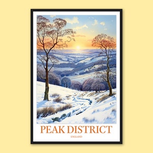 Peak District Poster Peak District Decor Peak District National Park Print Peak District Wall Art Travel Art England Wall Art Gift Lover