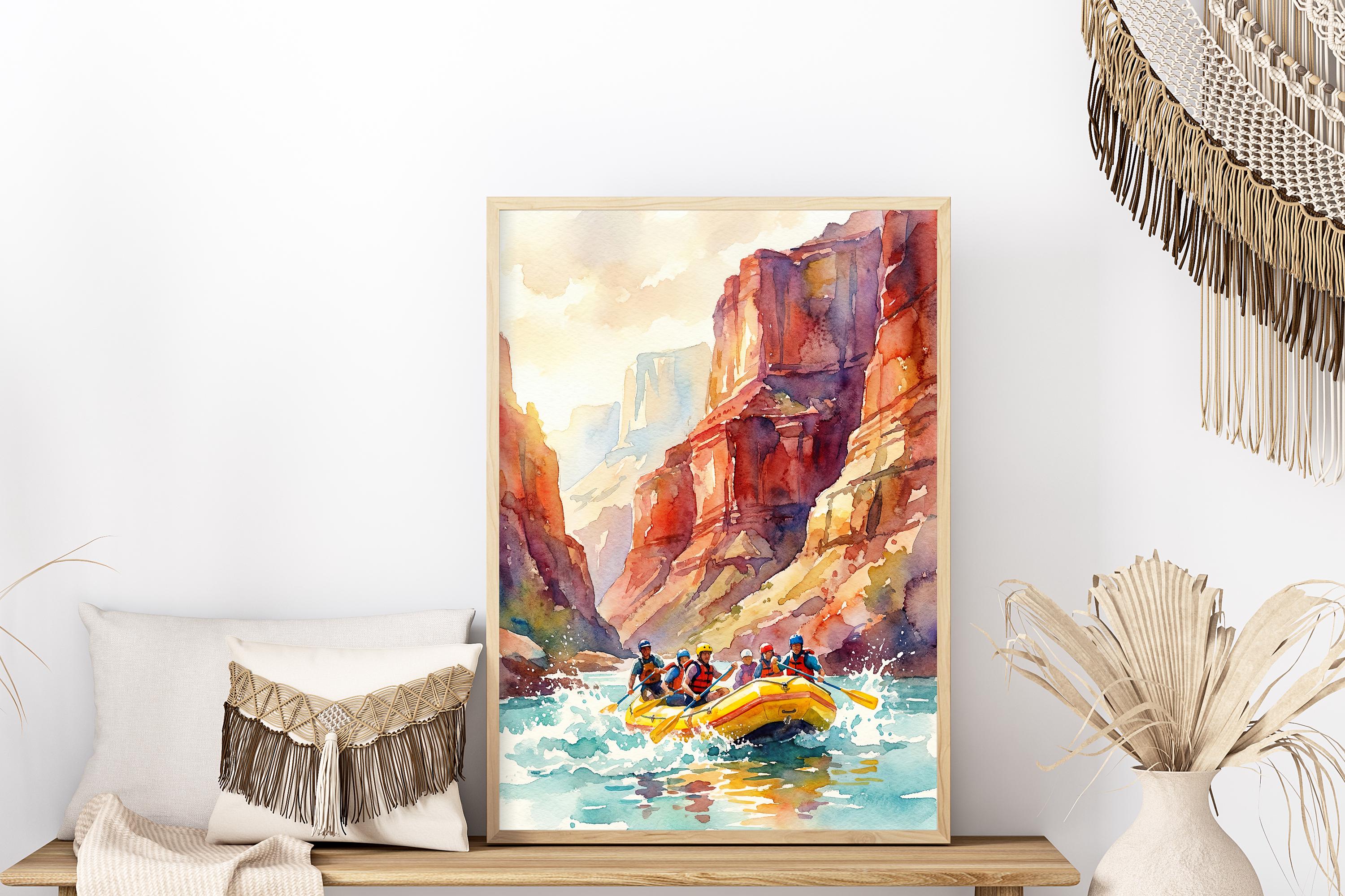 Grand Canyon Travel Poster Wall Art Whitewater Rafting Art Print
