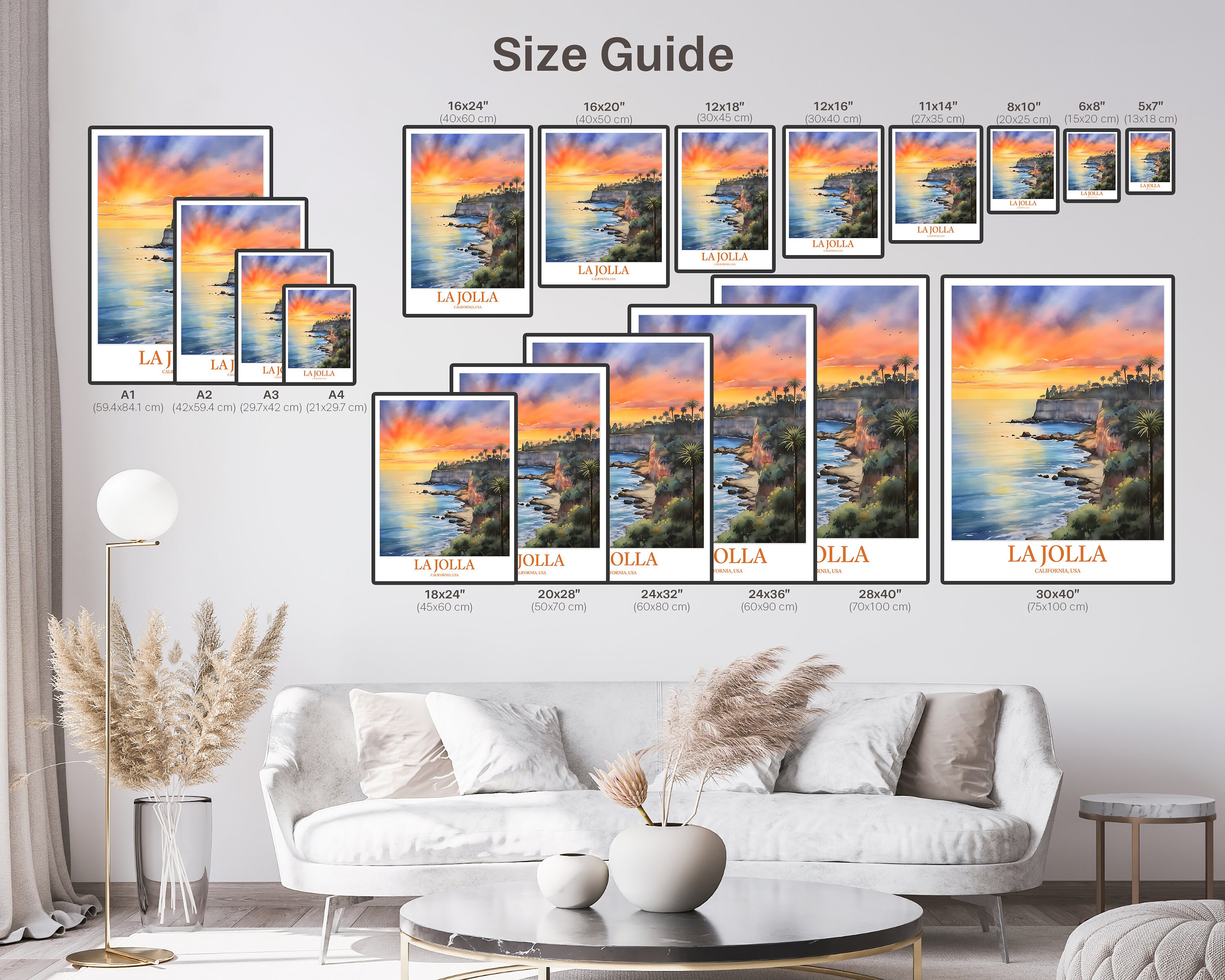 ラホヤの旅行ポスター：サンディエゴの海岸アート - Etsy 日本