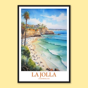 La Jolla Travel Poster: San Diego Art Print, California Wall Decor