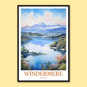 Windermere Print Windermere Poster Windermere Wall Decor Windermere Travel Print Wall Art Windermere Travel Wall Art England Wall Art Gift
