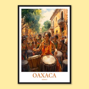 Oaxaca Poster Oaxaca Wall Art Oaxaca Marimba Decor Oaxaca City Print Watercolor Oaxaca Travel Wall Art Mexico Wall Art Oaxaca Gift Art Lover
