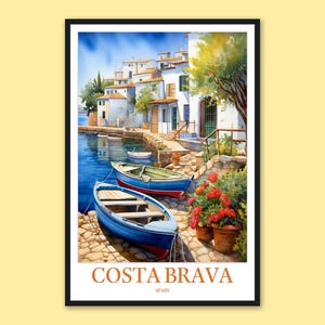 Costa Brava Print: Spain Travel Poster, Coastal Wall Art