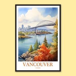 Vancouver Travel Print Wall Art Vancouver Print Wall Decor Vancouver Poster Vancouver Travel Wall Art Canada Wall Art Vancouver Skyline Art