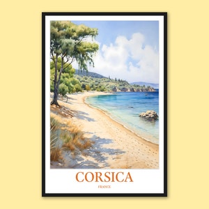 Corsica Beach Art Print: France Travel Poster