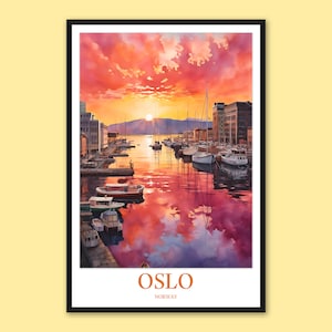Oslo Harbor Art Print: Norway Travel Poster
