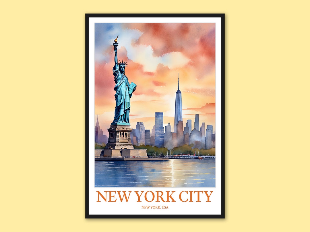 Statue of Liberty Print: New York City Travel Poster - Etsy