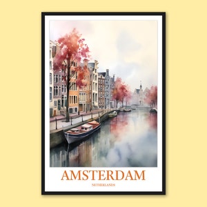 Amsterdam Canal Art Print: Netherlands Travel Poster