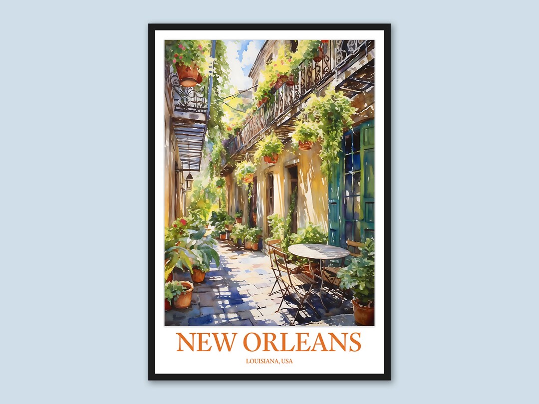 New Orleans Poster New Orleans Print French Quarter Poster Art - Etsy
