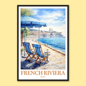 French Riviera Travel Poster: Mediterranean Sea Art