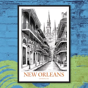 Wydruk z podróży po Nowym Orleanie: Jackson Square i katedra św. Ludwika