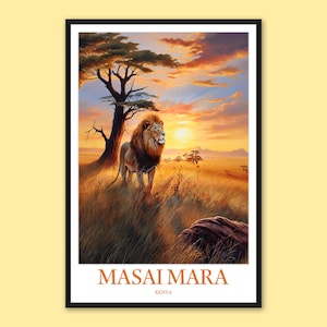 Sztuka ścienna Masai Mara Travel Dekoracja ścienna Masai Mara Plakat Masai Mara Wydruk ścienna Masai Mara Wydruk Masai Mara Sztuka ścienna Kenia Prezent