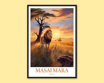 Masai Mara Travel Wall Art Masai Mara Wall Decor Masai Mara Poster Masai Mara Travel Print Wall Art Masai Mara Print Kenya Wall Art Gift