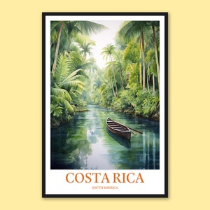 Costa Rica Travel Poster: Tortuguero Canal Boat Print