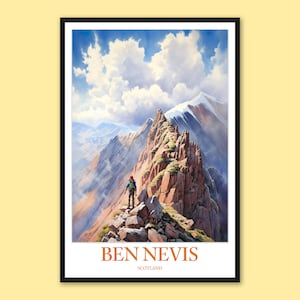 Ben Nevis Wall Art Ben Nevis Poster Ben Nevis Print Ben Nevis Mountain Climber Wall Decor Travel Wall Art Scotland British Isles Adventure