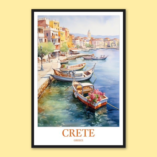 Crete Poster Crete Print Crete Wall Decor Crete Wall Art Crete Elafonissi Beach Mediterranean Aegean Sea Travel Wall Art Greece Art Lover