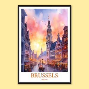 Brussels Decor Brussels Print Brussels Poster Brussels Wall Art Brussels Grand Palace Town Hall Travel Wall Art Belgium Wall Art Gift Lover