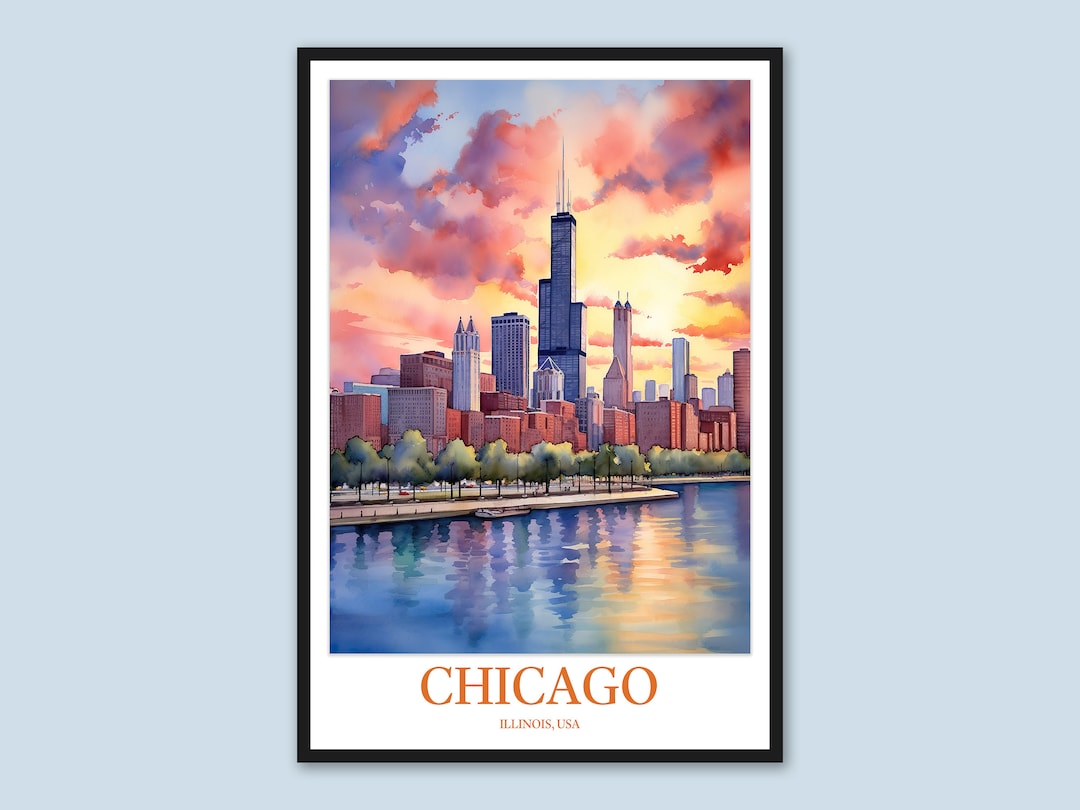 Chicago Wall Art Chicago Poster Chicago Print Art Chicago Wall Decor