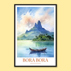 Bora Bora Wall Art Bora Bora Cartel Bora Bora Isla Polinesia Francesa Cartel Bora Bora Bungalow Impresión Arte Bora Bora Decoración Viaje Regalo Amante