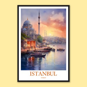 Istanbul Bosphorus Print: Turkey Travel Poster, Islamic Mosque Art