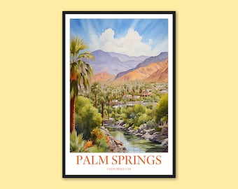 Póster de viaje de Palm Springs: arte mural moderno de mediados de siglo
