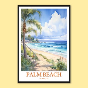 Palm Beach Travel Wall Art Palm Beach Impresión Palm Beach Cartel Palm Beach Decoración de la pared Palm Beach Viaje Impresión Arte de la pared Florida Arte de la pared Regalo