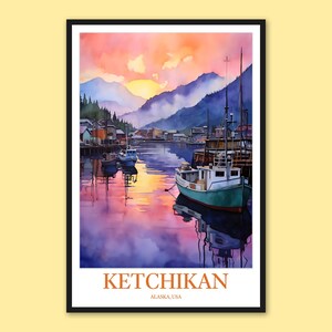 Ketchikan Alaska Harbor Art Print: Travel Poster Wall Decor