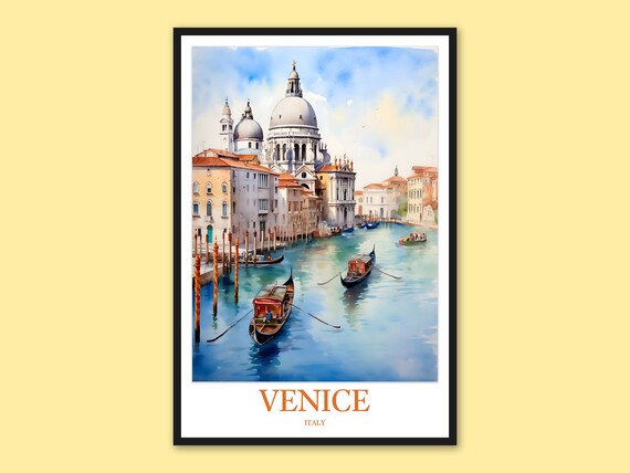 ヴェネツィア旅行プリント：イタリアの壁アート、大聖堂のポスター 
