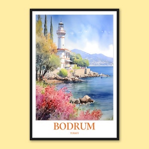 Bodrum Turkey Travel Poster: Seaside Wall Art